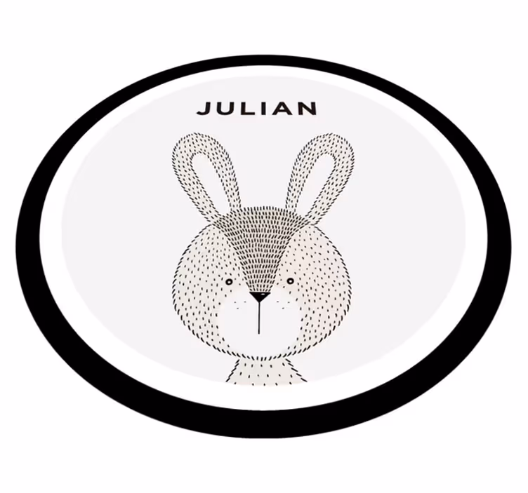 Gepersonaliseerd konijntje vinyl tapijt baby - TenStickers