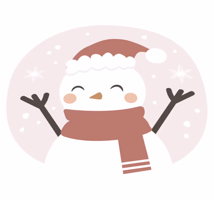 Vrolijke sneeuwpop vinyl tapijt kerstmis - TenStickers