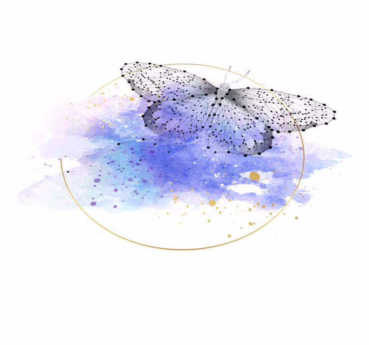 Vlinder aquarel vinyl tapijt bloemen en planten - TenStickers