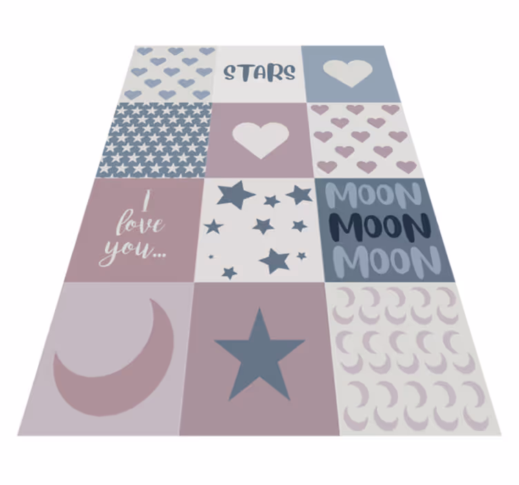 Ik hou van je, maan vinyl tapijt meer kinderen - TenStickers