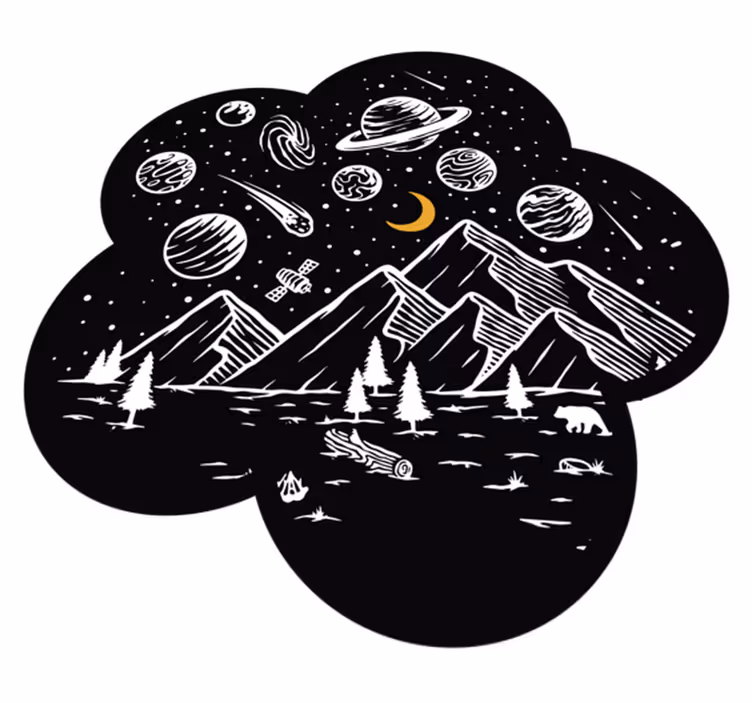 Ruimteavontuurscène vinyl tapijt spel - TenStickers