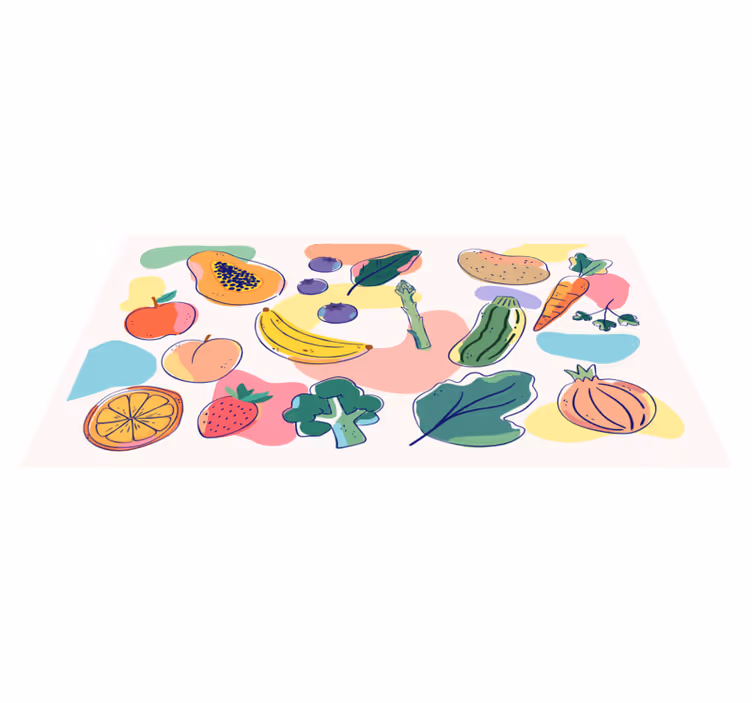 Kleurrijke fruitillustratie vinyl tapijt keuken - TenStickers
