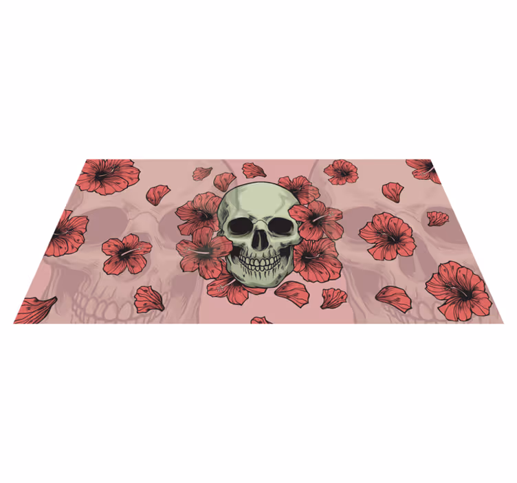 Schedel bloemenoverlay vinyl tapijt Halloween - TenStickers