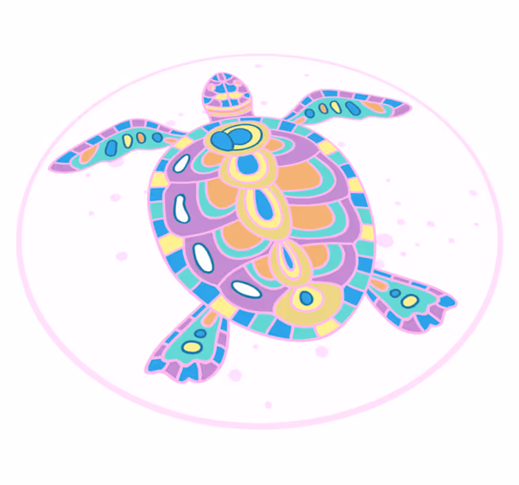 Kleurrijke schildpadillustratie vinyl tapijt kind - TenStickers