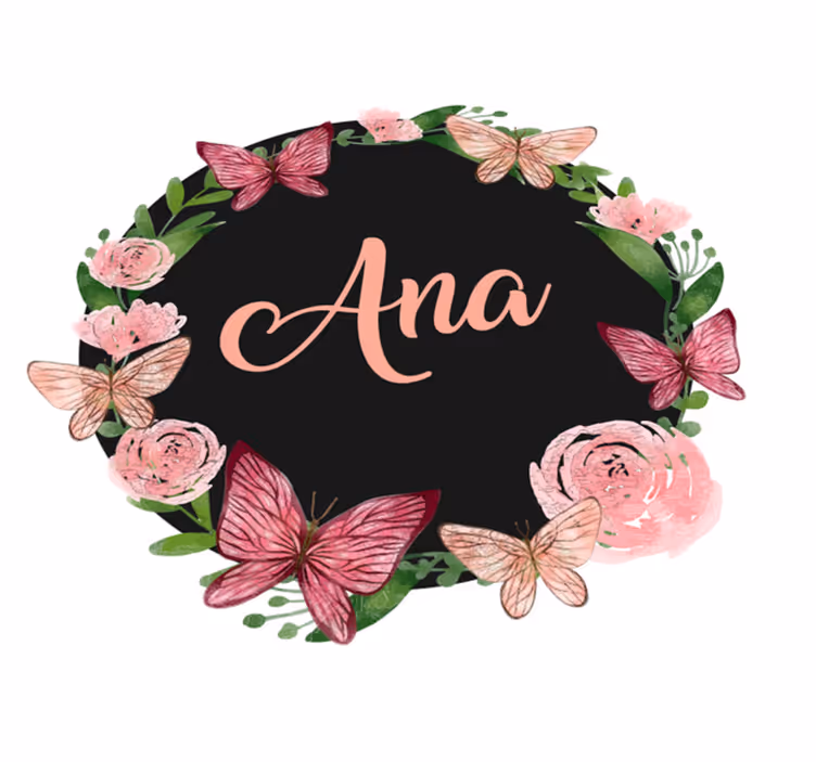 Bloemen gepersonaliseerde cirkel vinyl tapijt met naam - TenStickers
