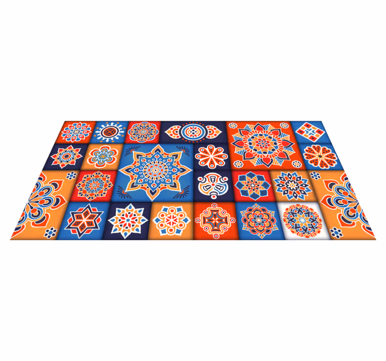 Kleurrijke mandalategels vinyl tapijt tegels - TenStickers