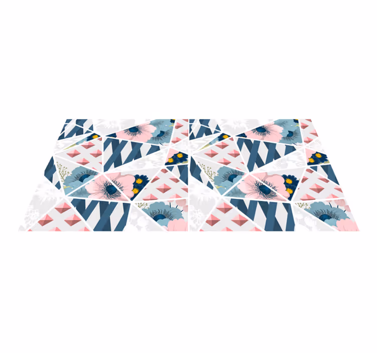 Geometrische bloemencaleidoscoop vinyl tapijt geometrisch - TenStickers