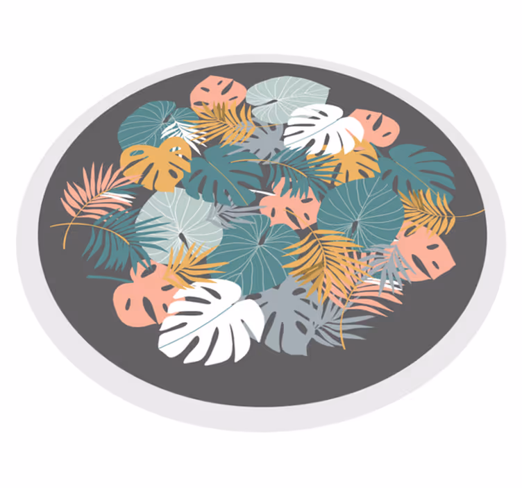 Botanische bladcirkel vinyl tapijt bloemen en planten - TenStickers