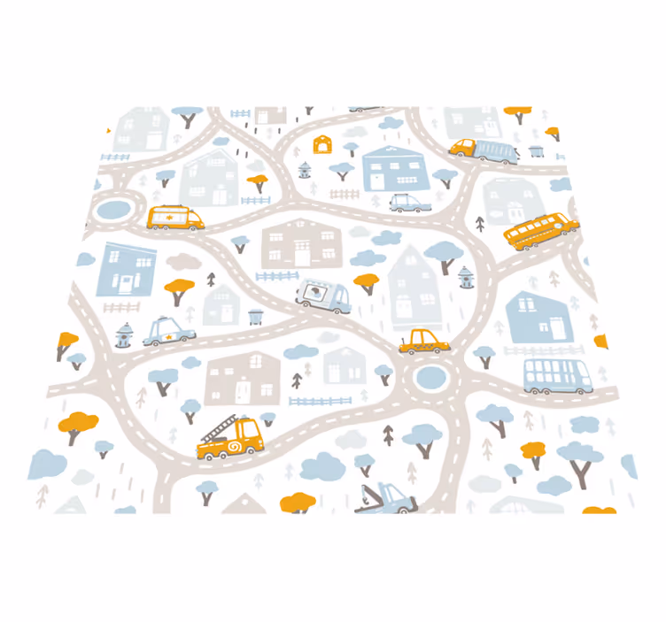 Wegen vinyl tapijt Doodle wegenkaart - TenStickers