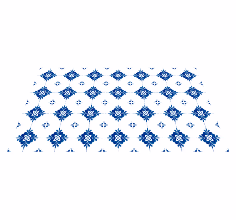 Blauw bloemenmotief vinyl tapijt tegels - TenStickers