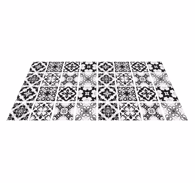 Elegante monochrome vinyl tapijt keuken - TenStickers