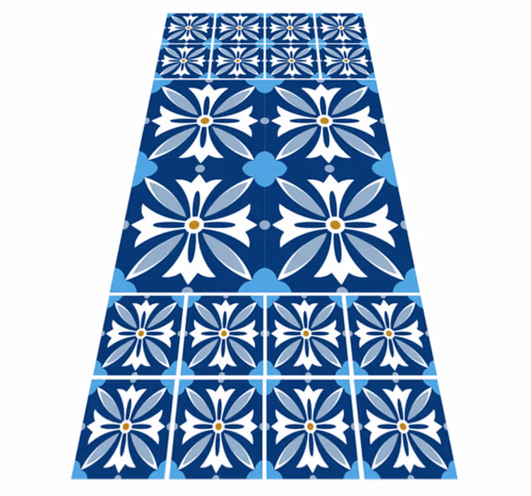 Keramisch bloemmotief vinyl tapijt tegels - TenStickers