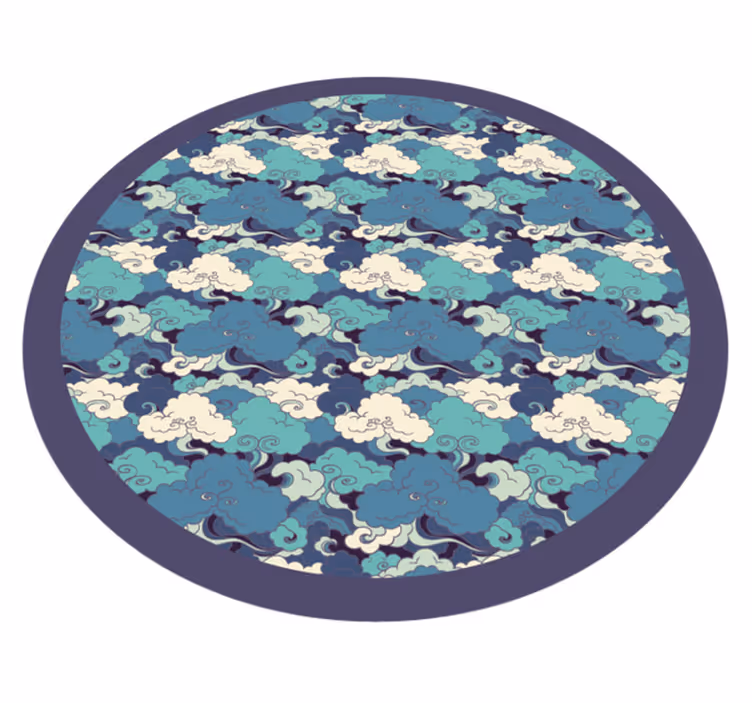 Decor met wolkenpatroon vinyl tapijt bloemen en planten - TenStickers
