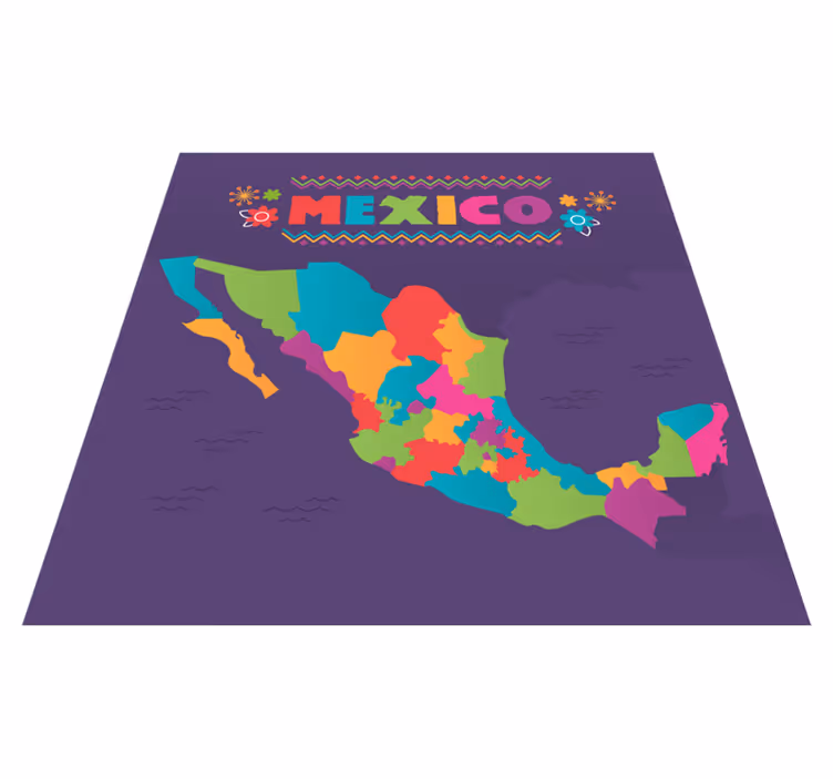 Kleurrijke kaart van mexico vinyl tapijt wereldkaart - TenStickers