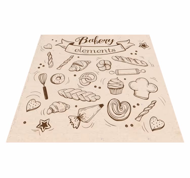 Bakkerij thema illustratie vinyl tapijt meer kinderen - TenStickers