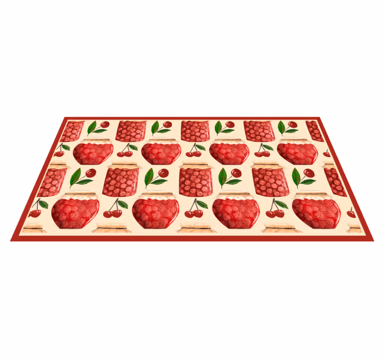 Kersenjammotief vinyl tapijt keuken - TenStickers