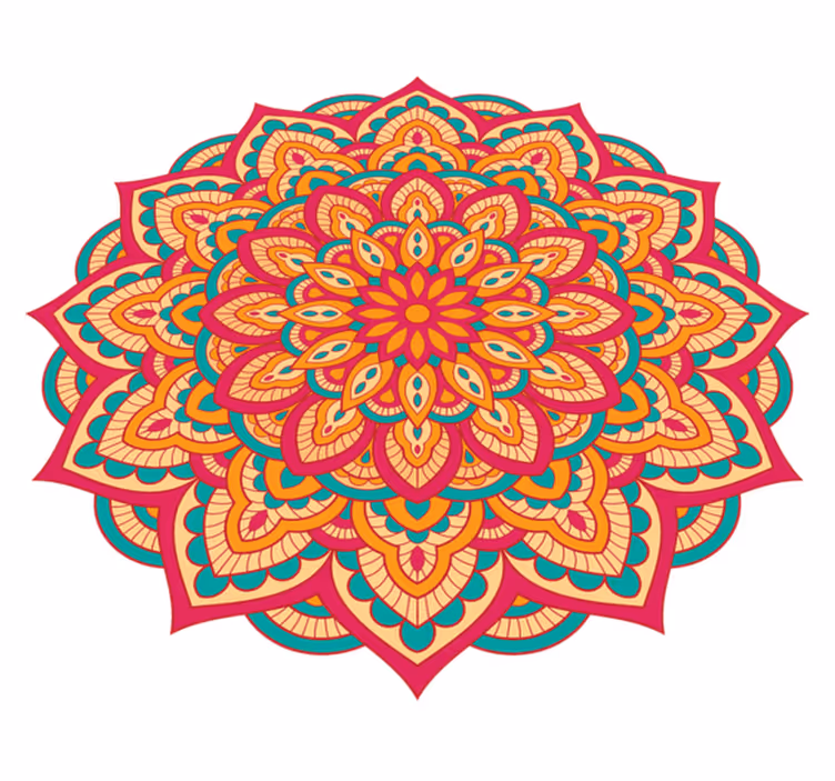 Levendig kleurenontwerp vinyl tapijt mandala - TenStickers