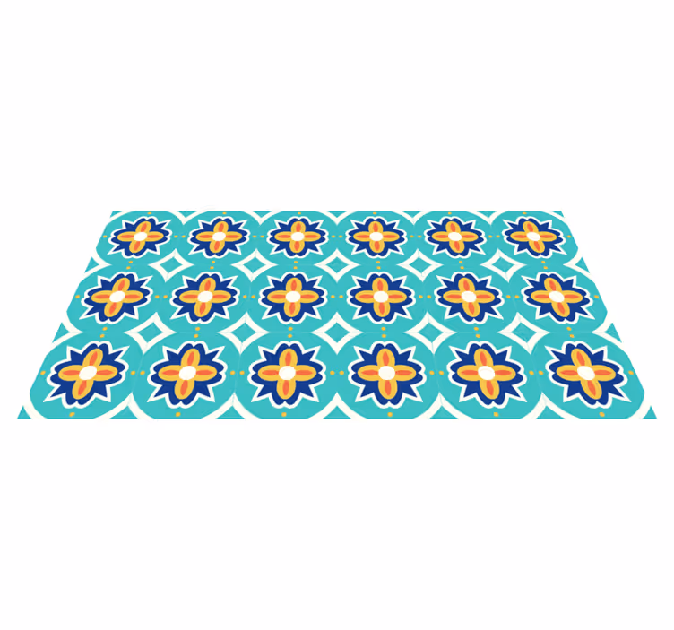 Bloemenmozaïekpatroon vinyl tapijt tegels - TenStickers