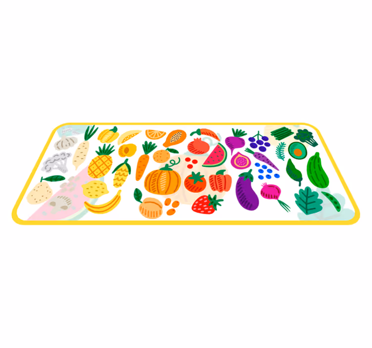 Kleurrijk fruitpatroon vinyl tapijt bloemen en planten - TenStickers