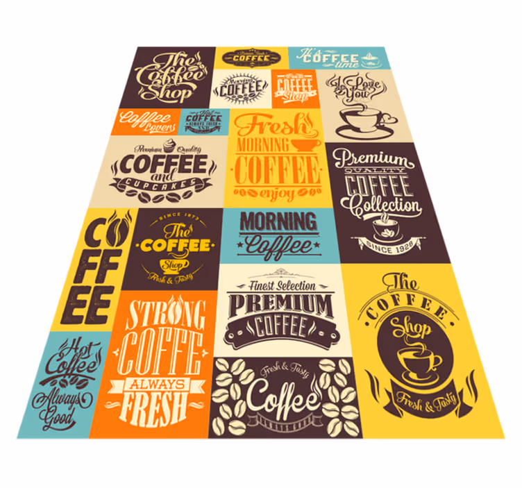 Koffie typografie collectie vinyl tapijt zinnen en teksten - TenStickers