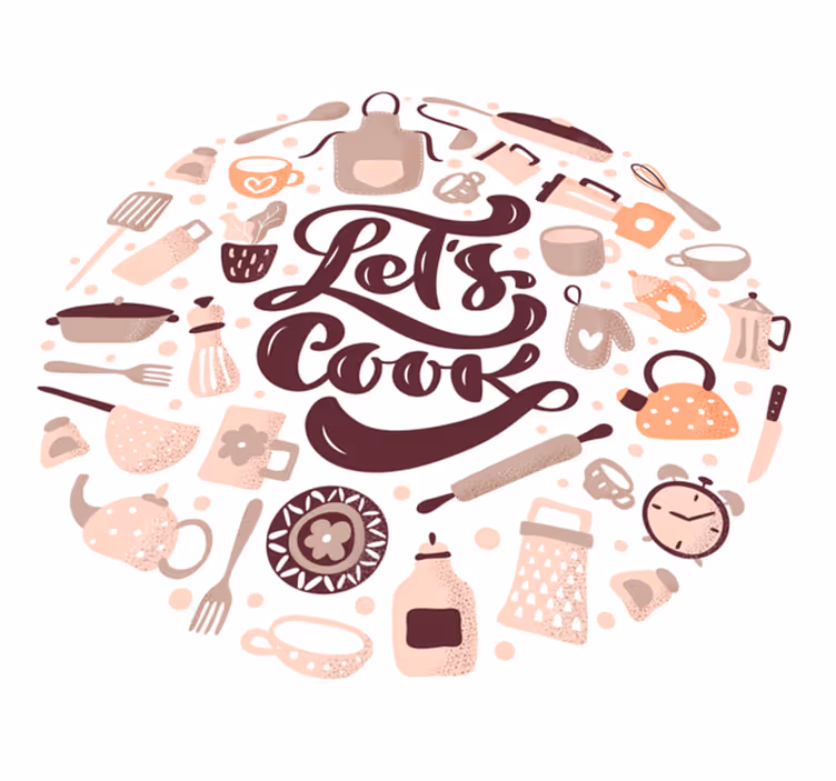 Laten we koken thema vinyl tapijt keuken - TenStickers