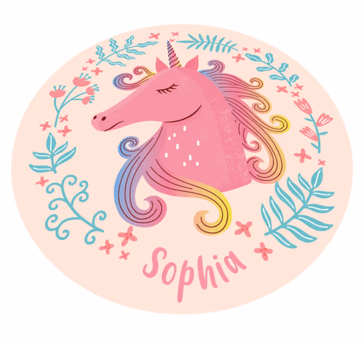 Eenhoorn sprookje vinyl tapijt met naam - TenStickers