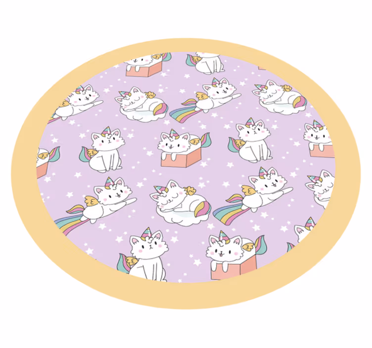 Eenhoorn kattenavontuur vinyl tapijt meer kinderen - TenStickers
