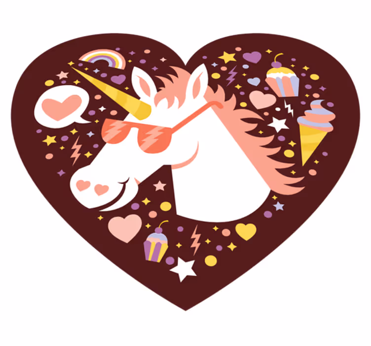 Eenhoorn hart kleed vinyl tapijt kind - TenStickers