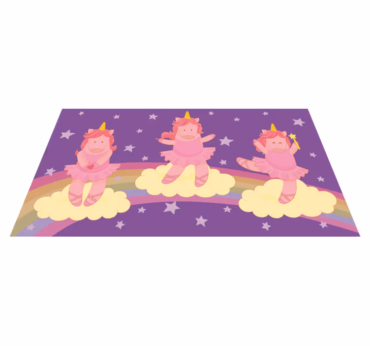 Eenhoorn fantasiedans vinyl tapijt kind - TenStickers