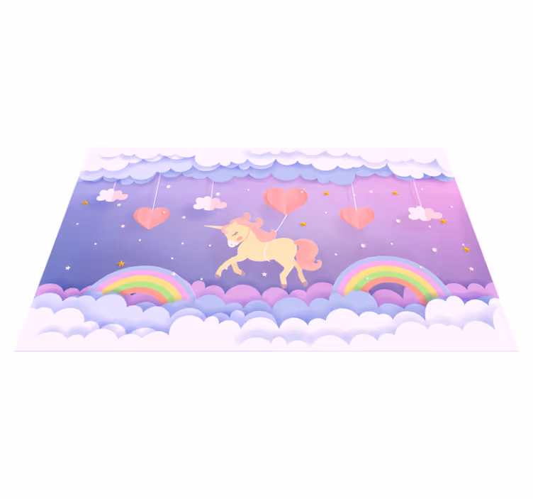 Eenhoorn fantasie scène vinyl tapijt baby - TenStickers