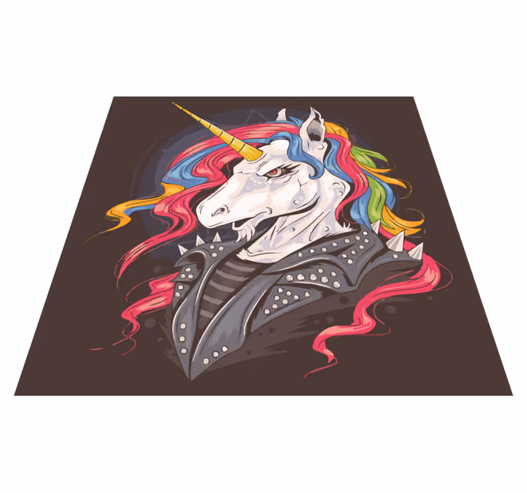 Punk-eenhoorn dieren vinyl tapijt - TenStickers