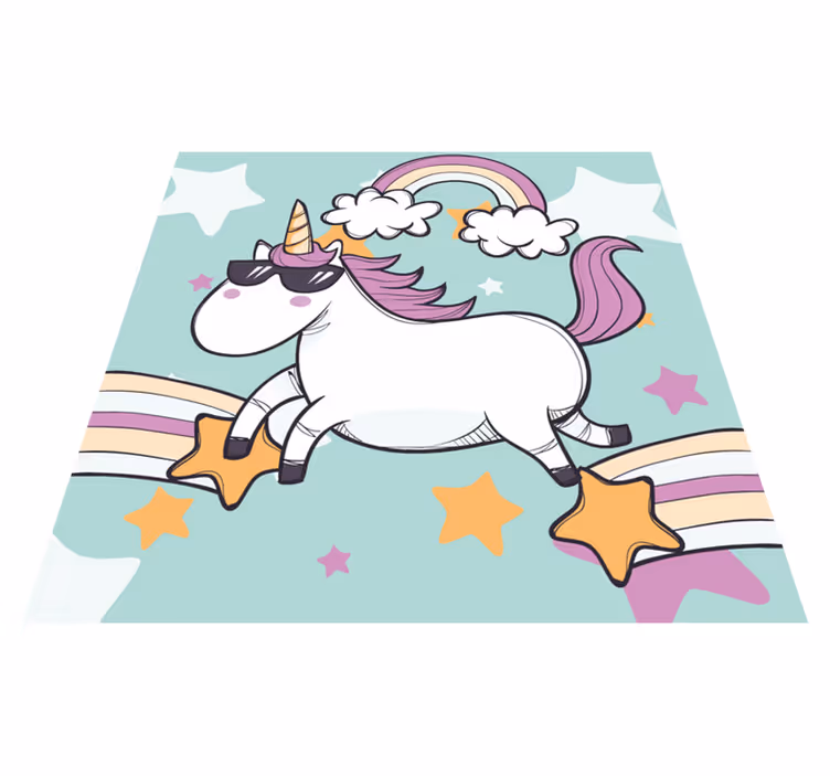 Eenhoorn regenboog vinyl tapijt meer kinderen - TenStickers