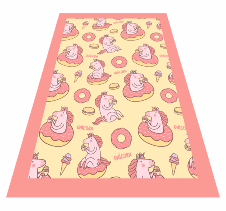 Eenhoorn donut patroon vinyl tapijt kind - TenStickers