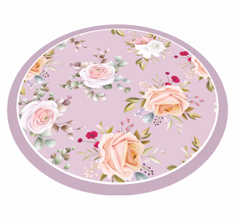Bloemencirkel elegantie vinyl tapijt bloemen en planten - TenStickers