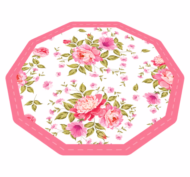 Vinyl tapijt bloemen en planten octagon bloemen - TenStickers