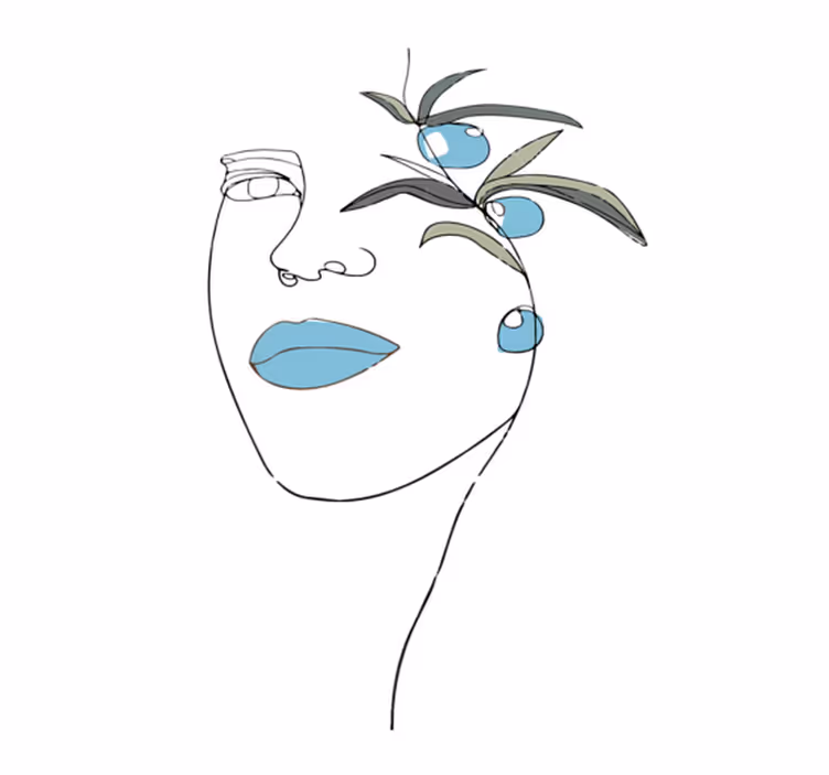 Bloemenlijnkunst vinyl tapijt bloemen en planten - TenStickers