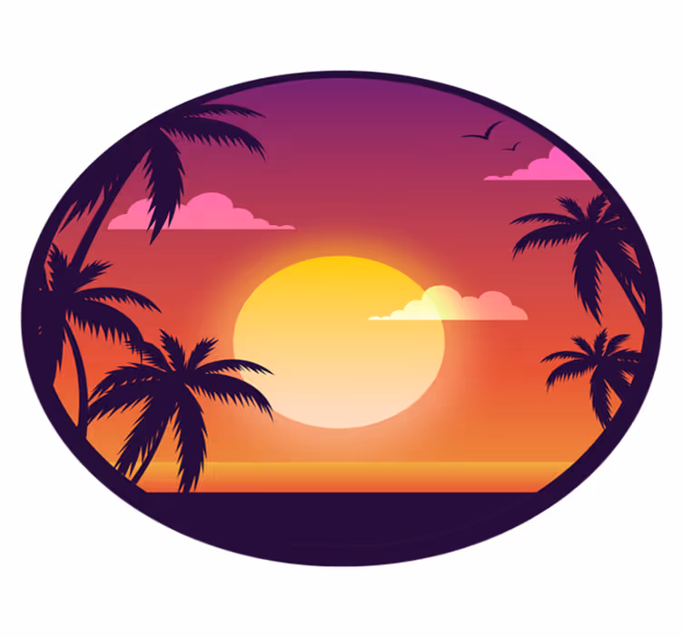 Tropisch zonsonderganglandschap vinyl tapijt natuur - TenStickers