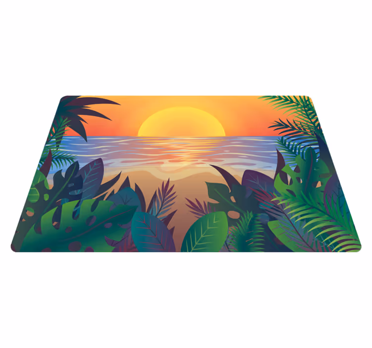 Tropische zonsondergang vinyl tapijt natuur - TenStickers