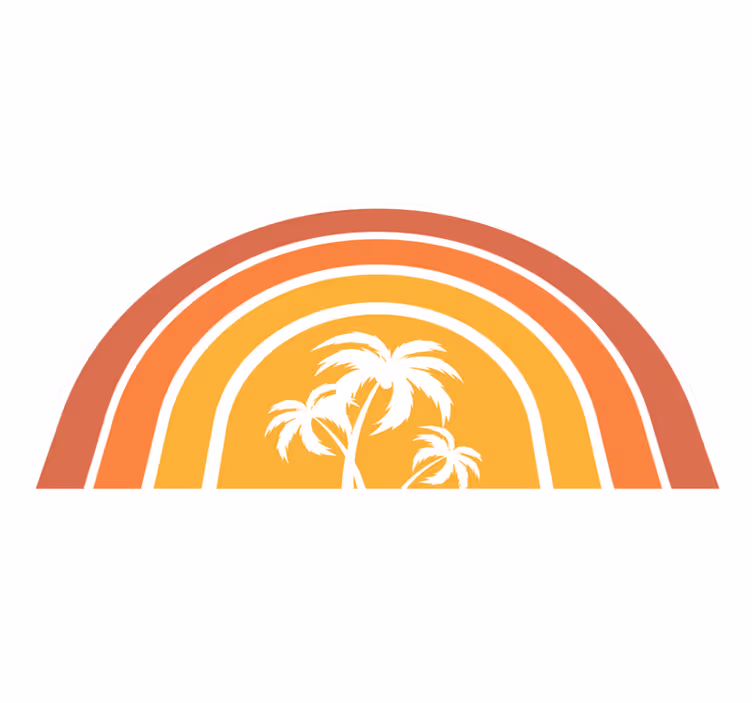 Tropisch zonsondergangembleem vinyl tapijt natuur - TenStickers