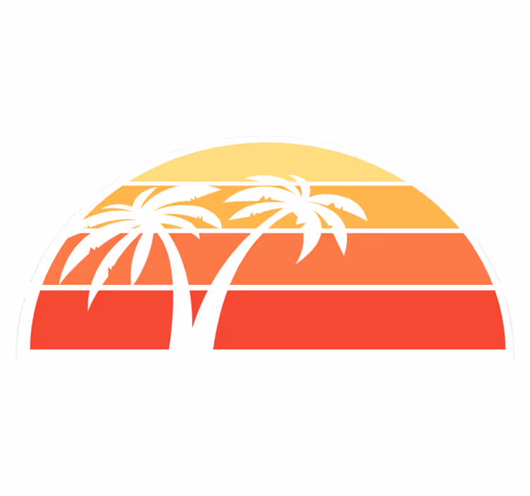 Ontwerp met zonsondergangpalmen vinyl tapijt natuur - TenStickers