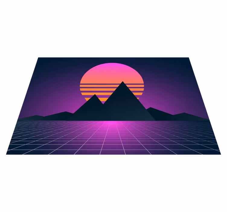 Retro zonsondergang geometrie vinyl tapijt antiek - TenStickers