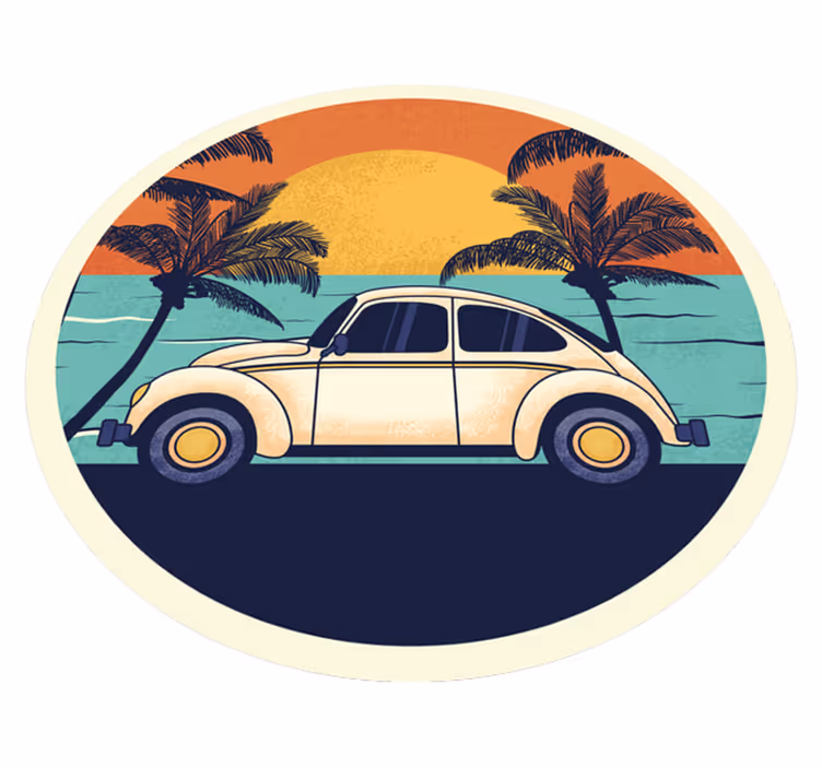 Retro autolandschap vinyl tapijt antiek - TenStickers