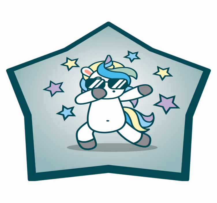 Coole eenhoornster vinyl tapijt kind - TenStickers