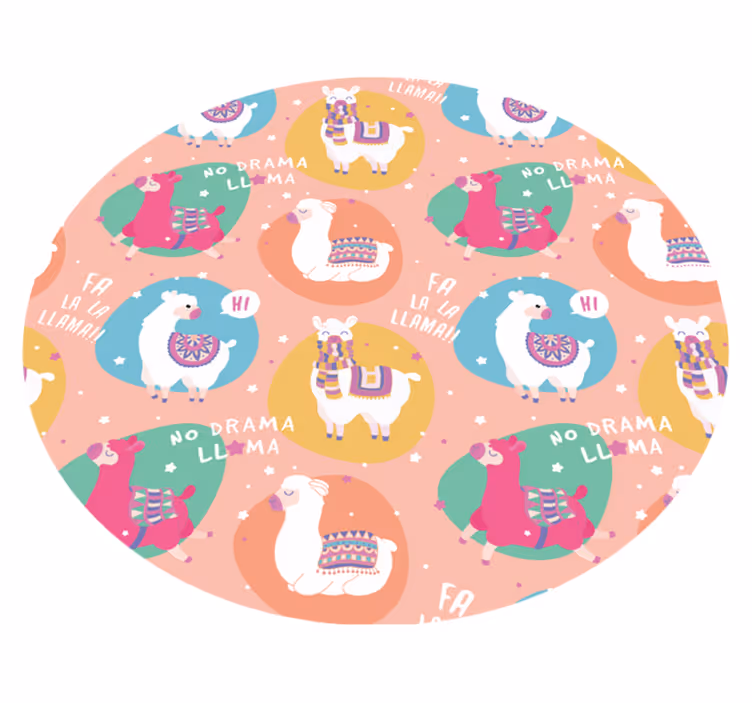 Levendige lamacirkel vinyl tapijt meer kinderen - TenStickers