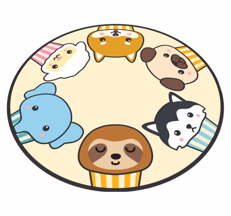 Cartoon dierengezichten vinyl tapijt kind - TenStickers