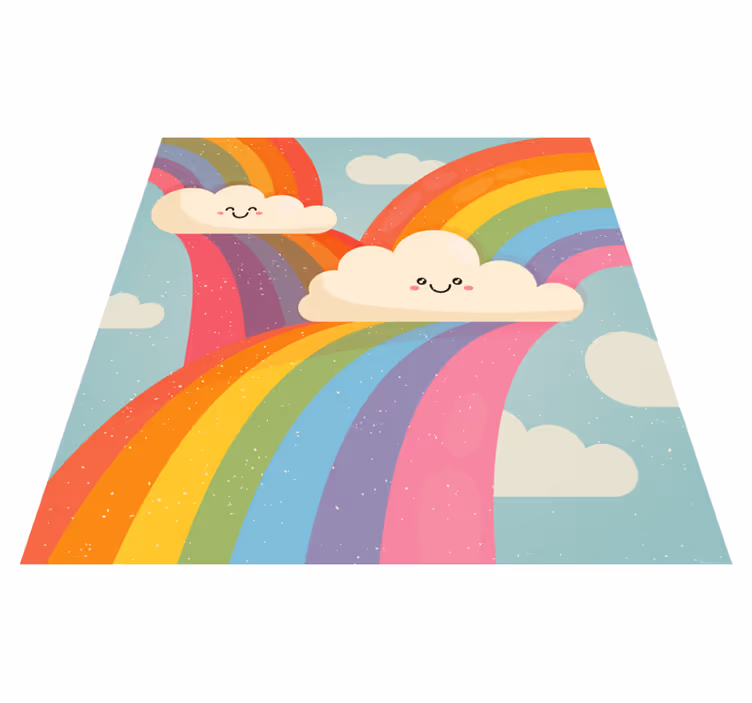 Vrolijke regenboogkunst vinyl tapijt meer kinderen - TenStickers