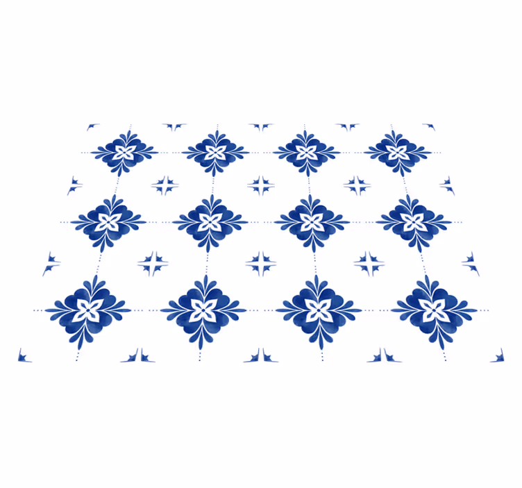 Blauwe bloemmotieven vinyl tapijt tegels - TenStickers