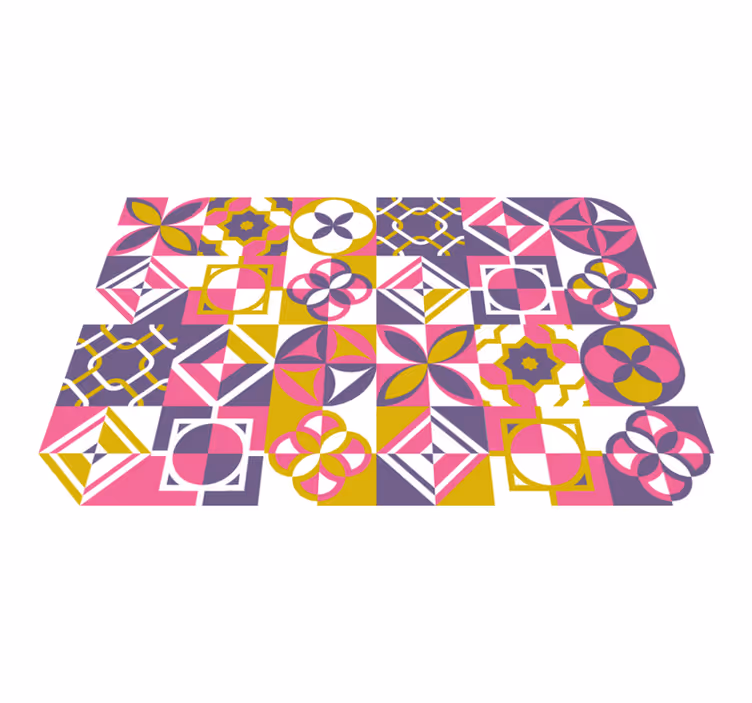 Kleurrijke abstracte geometrie vinyl tapijt geometrisch - TenStickers