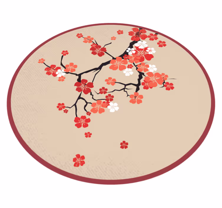 Bloeiende takken vinyl tapijt bloemen en planten - TenStickers