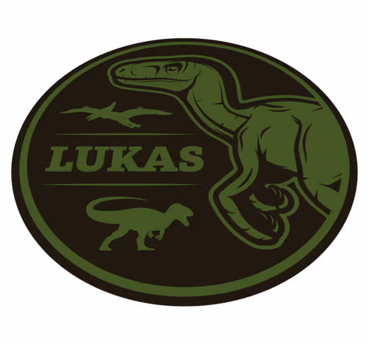 Gepersonaliseerde dinosaurus vinyl tapijt met naam - TenStickers